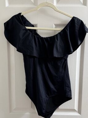 Eberjey Black Ruffle Swimsuit Medium M One Piece